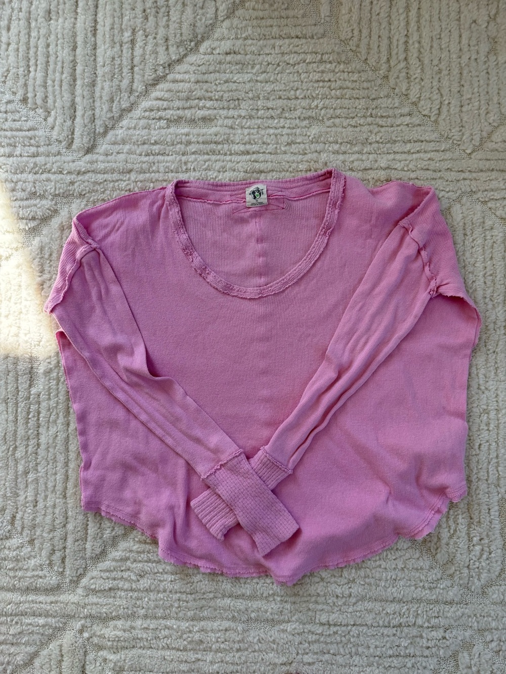 Free People Pink Long-Sleeve Lightweight Top